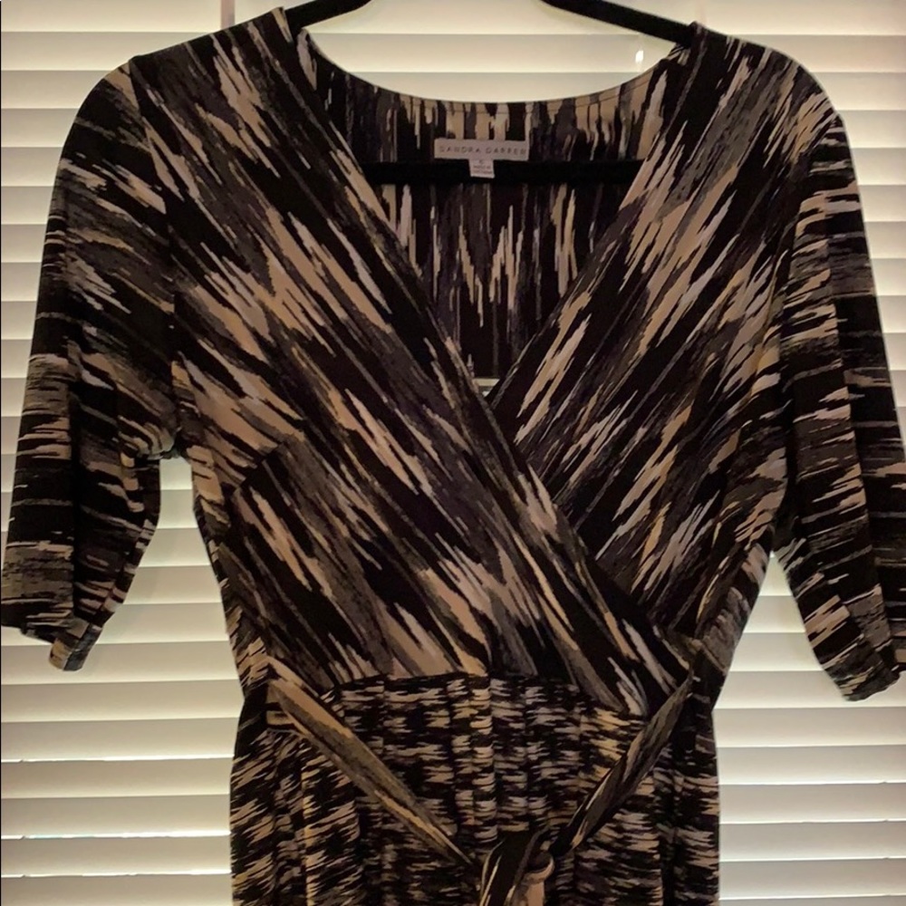 Wrap front belted dress